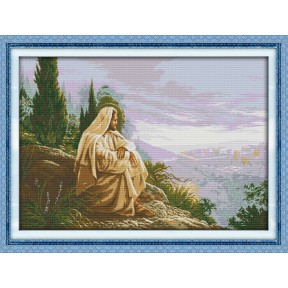 Ісус дивиться зверху Набір для вишивання хрестиком з друкованою  схемою на тканині Joy Sunday R315