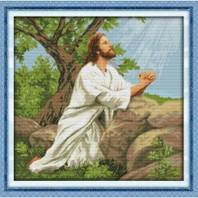 Ісус молиться (2) Набір для вишивання хрестиком з друкованою  схемою на тканині Joy Sunday R241-2