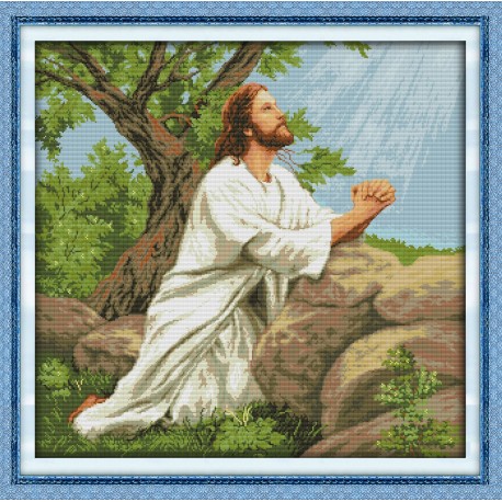 Ісус молиться (2) Набір для вишивання хрестиком з друкованою