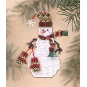 Снеговик с рукавичками Набор для вышивания крестом Mill Hill MHSC41