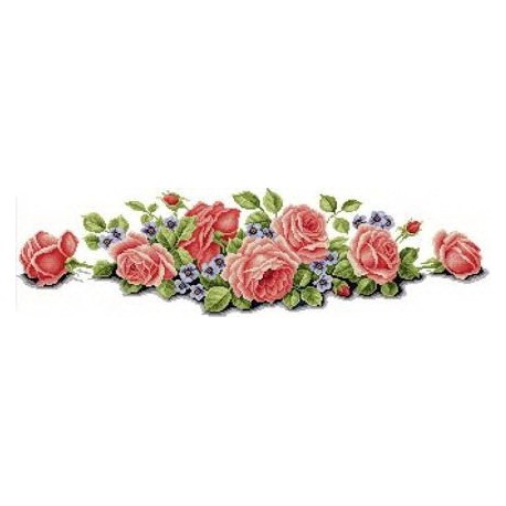 Длинные розы(1)(розовые) Набор для вышивания крестом с печатной схемой на ткани Joy Sunday H030