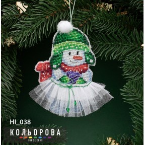 Снеговичок Дина Набор для вышивки новогодней игрушки ТМ КОЛЬОРОВА НІ_038