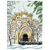 Зимова церква Канва з нанесеним малюнком для вишивання хрестом Світ можливостей 600СМД