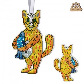 Сказочные звери. Кот Набор для создания новогодней игрушки крестиком на пластиковой канве Virena VPC_021