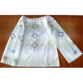 ШВД-05. Пошита дитяча блузка домоткане полотно (100% бавовна), білий, 128