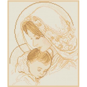 АМП-002. Алмазная мозаика Мадонна и  дитя (сепия). 27х32см