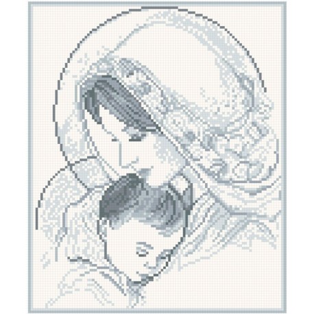 АМП-003. Алмазная мозаика Мадонна и дитя (серебро). 27х32см фото