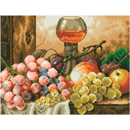 АМШ-101. Алмазная мозаика Натюрморт с виноградом. 33х43см фото