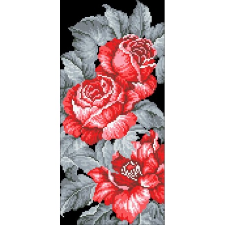 АМП-130. Алмазная мозаика Красные розы. 20х43см фото