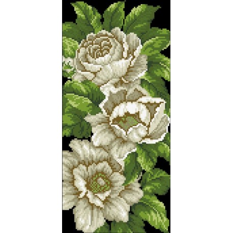 АМП-131. Алмазная мозаика Белые розы. 20х43см фото