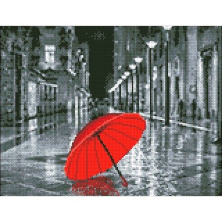 АМС-118. Алмазная мозаика Красный зонтик. 30х40см фото