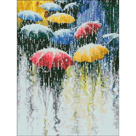 АМС-122. Алмазная мозаика Зонтики и дождь. 30х40см фото