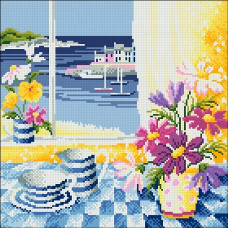АМС-126. Алмазная мозаика Завтрак на набережной. 33х36см фото