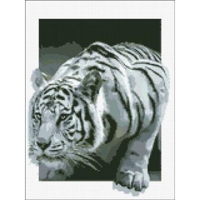 АМС-136. Алмазная мозаика Белый тигр 3D 30х40см