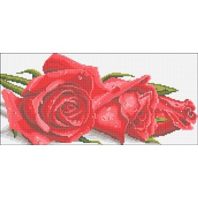 АМП-134. Алмазная мозаика Розы в капельках росы. 20х43см