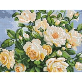 АМШ-109. Алмазная мозаика Белые розы. 33х43см