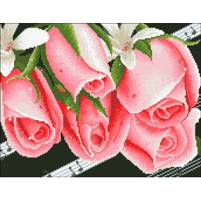 АМШ-116. Троянди на нотах. Алмазна мозаїка 33х43см