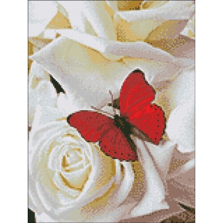 АМС-157. Бабочка и роза. Алмазная мозаика 30х40см фото
