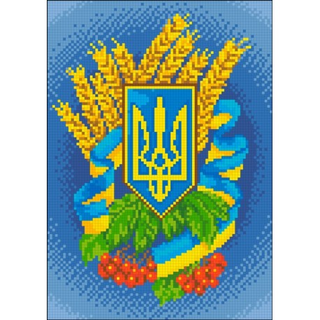 АМВ-111. Герб Украины Тризуб. Алмазная мозаика 21х30см фото