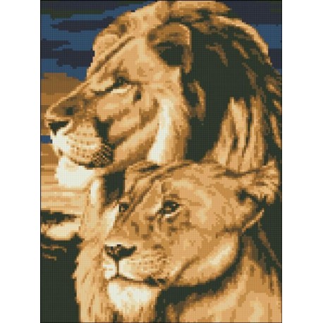 АМС-170. Гордые львы. Алмазная мозаика 30х40см фото
