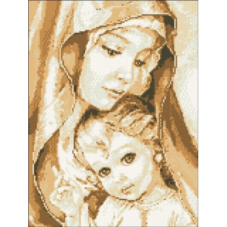 АМС-020. Мадонна и дитя. Алмазная мозаика 30х40см фото