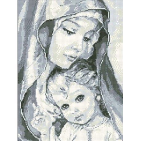АМС-021. Мадонна и дитя. Алмазная мозаика 30х40см фото