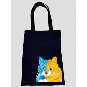 Эко-сумка (шопер) для вышивки бисером или нитками Кот желто-синий