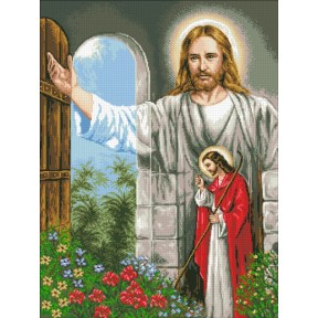 Алмазна мозаїка АМГ-001. Ісус стукає в двері 60х80см (без підрамника)