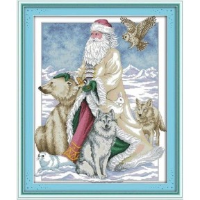 Северный полюс Дед Мороз Набор для вышивания крестом с печатной схемой на ткани Joy Sunday R552