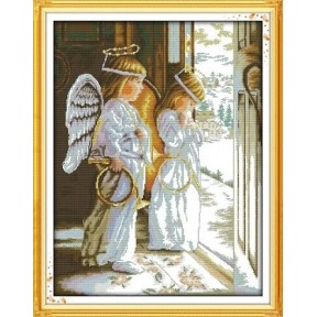 Ангелы Набор для вышивания крестом с печатной схемой на ткани Joy Sunday R940