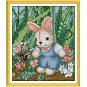 Милий кролик (хлопчик) Набір для вишивання хрестиком з друкованою схемою на тканині Joy Sunday K434