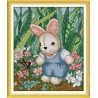Милый кролик (мальчик) Набор для вышивания крестом с печатной схемой на ткани Joy Sunday K434