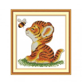 Тигр и пчела Набор для вышивания крестом с печатной схемой на ткани Joy Sunday D384