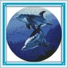 Дельфины Набор для вышивания крестом с печатной схемой на ткани Joy Sunday D528