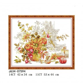 Осенняя ваза Набор для вышивания крестом с печатной схемой на ткани Joy Sunday J634JS