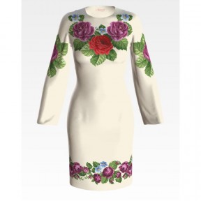 Набор для вышивки бисером Барвиста Вышиванка заготовки женского платья – вышиванки Лиловые розы, фиалки ПЛ010шМннннk