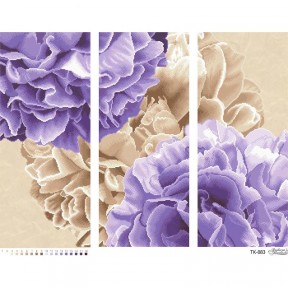 Набор для вышивания бисером Барвиста Вышиванка Триптих роскошные бежево-фиолетовые пионы 72х58 ТК083ан7258k