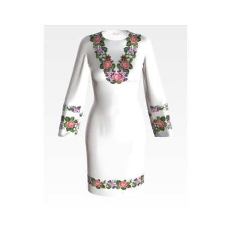 Набор для вышивки бисером Барвиста Вышиванка заготовки женского платья – вышиванки Нежные цветы ПЛ130пБннннk