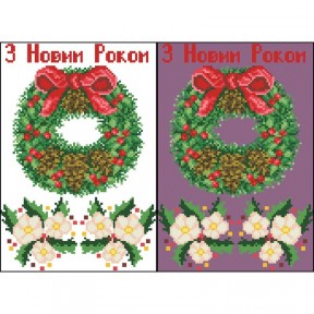 Канва с нанесенным рисунком для вышивки бисером и нитками на водорастворимом клеевом флизелине ФЛ132фн2030