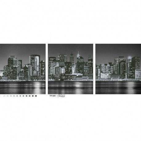 Набор для вышивания бисером Барвиста Вышиванка Триптих «Город, который никогда не спит» (черно-белый) 96х36 ТМ009ан9636k