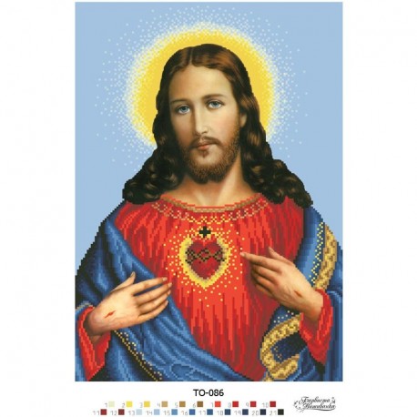 Набор для вышивания бисером Барвиста Вышиванка Икона Открытое Сердце Иисуса 31х43 ТО086ан3143k