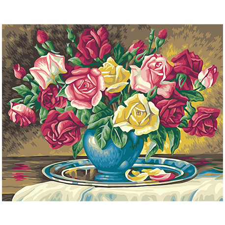 Набор для рисования по номерам Идейка G244 Красно-желтые розы