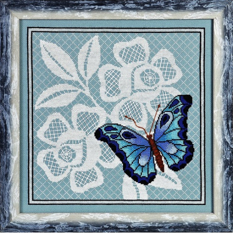 Набір для вишивання хрестиком Alisena 1123а Бірюзовий метелик