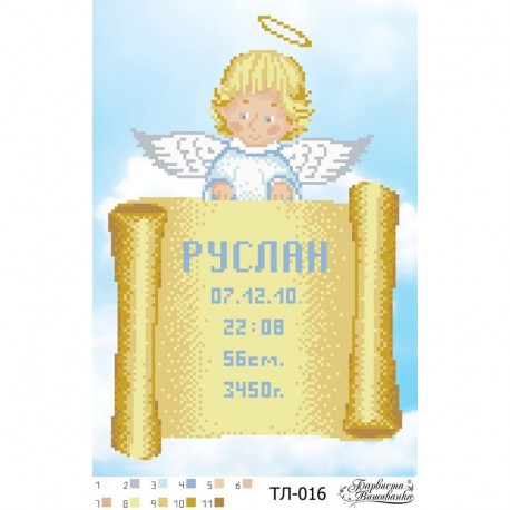 Схема картины Метрика мальчика «Свиток» для вышивки бисером на ткани ТЛ016пн2233