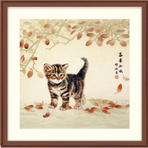 Набор для вышивки крестом XIU CRAFTS 2801603/2032303 Котик и листья