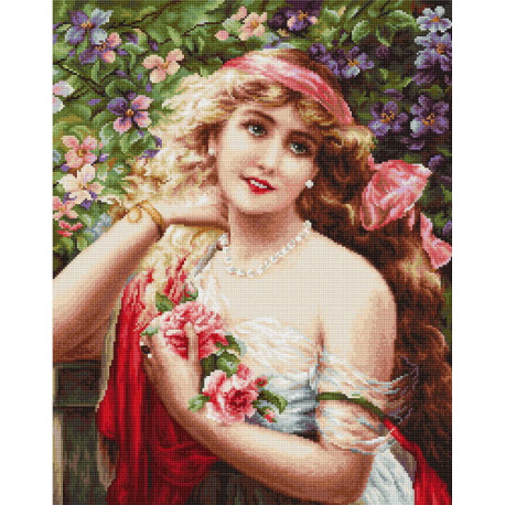 Набір для вишивки гобеленів Luca-S G549 Дівчина з трояндами фото