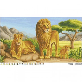 Схема картины Семейство львов для вышивки бисером на ткани ТТ013пн6335