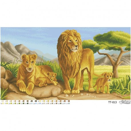 Схема картини Сімейство левів для вишивки бісером на тканині ТТ013пн6335