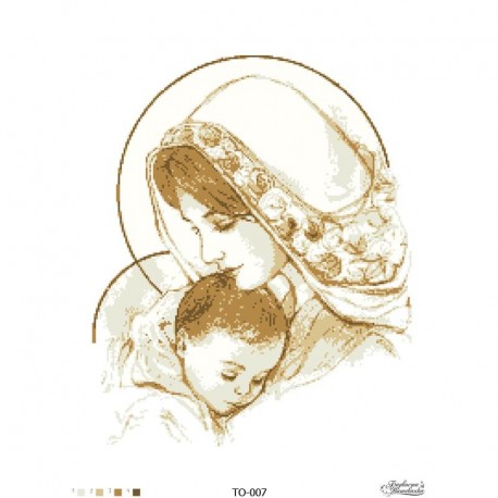 Схема картини Марія з дитям коричнева для вишивки бісером на тканині ТО007пн4560