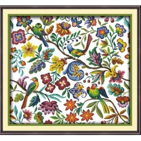 Щебет птахів та аромат квітів Набір для вишивання хрестом з друкованою схемою на тканині Joy Sunday D953